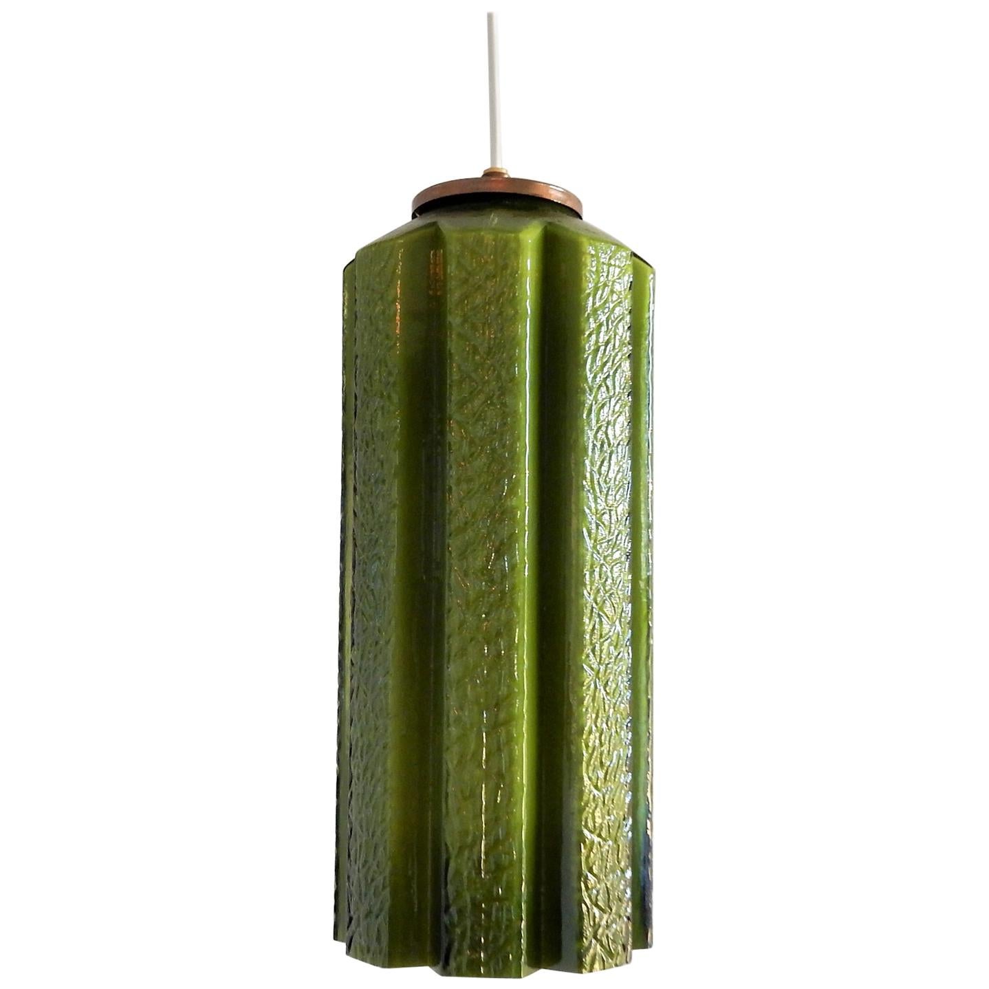 Green Glass Pendant Lamp by Helena Tynell for Flygsfors Glasbruk, Sweden 1960s For Sale