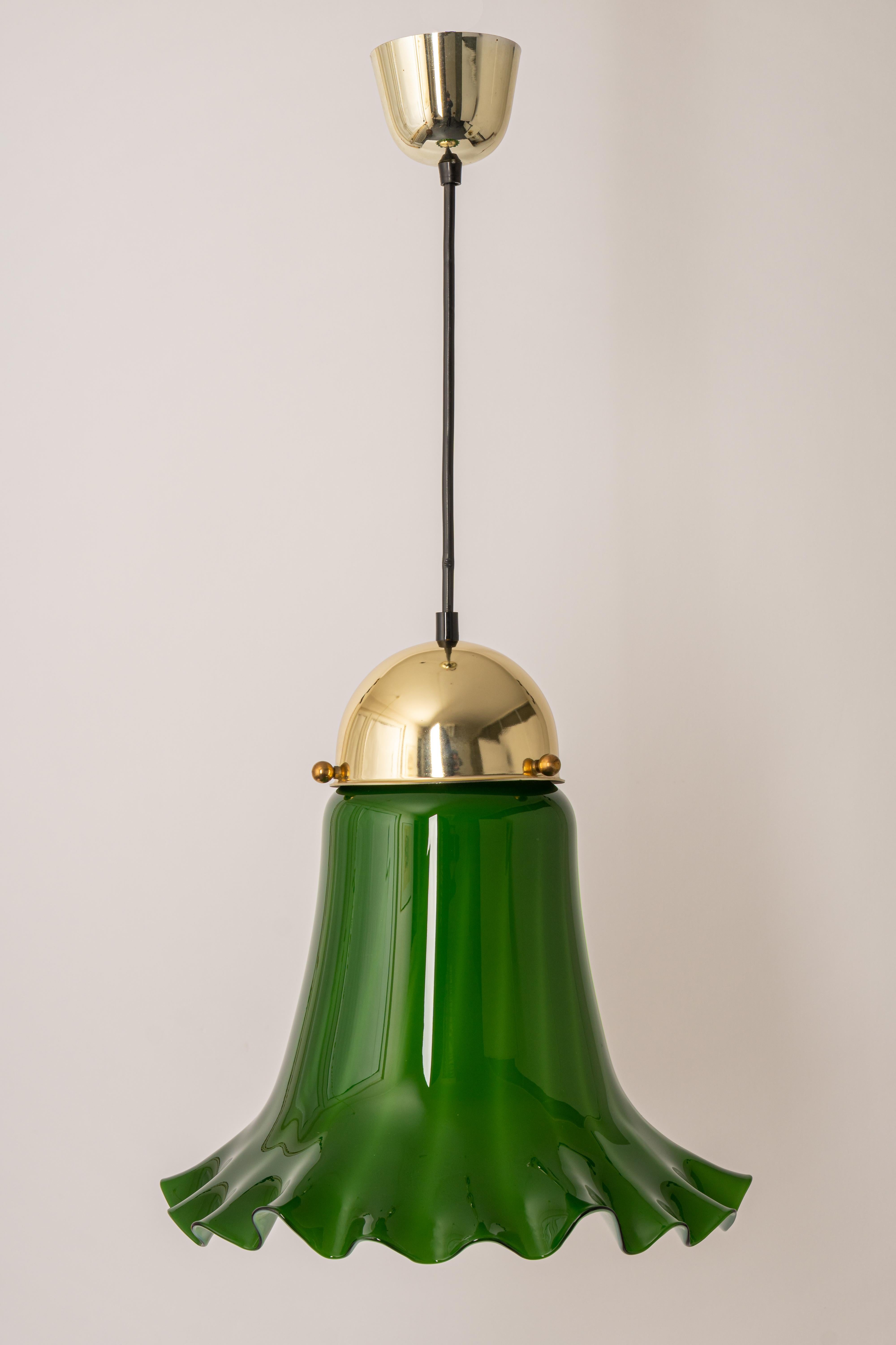 Mid-Century Modern Green Glass Pendant Light by Peill Putzler, Germany, 1970 For Sale