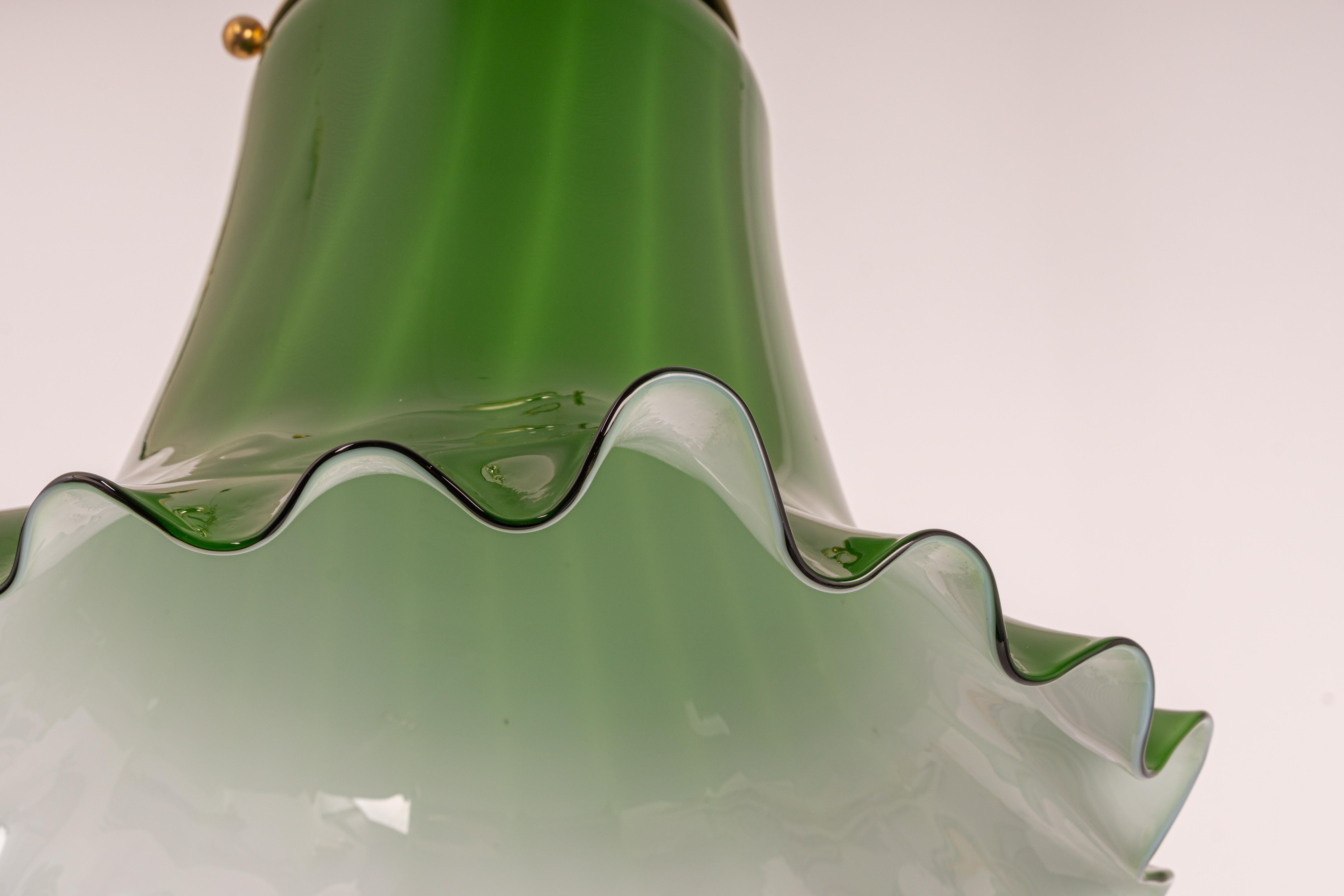 Green Glass Pendant Light by Peill Putzler, Germany, 1970 In Good Condition For Sale In Aachen, NRW