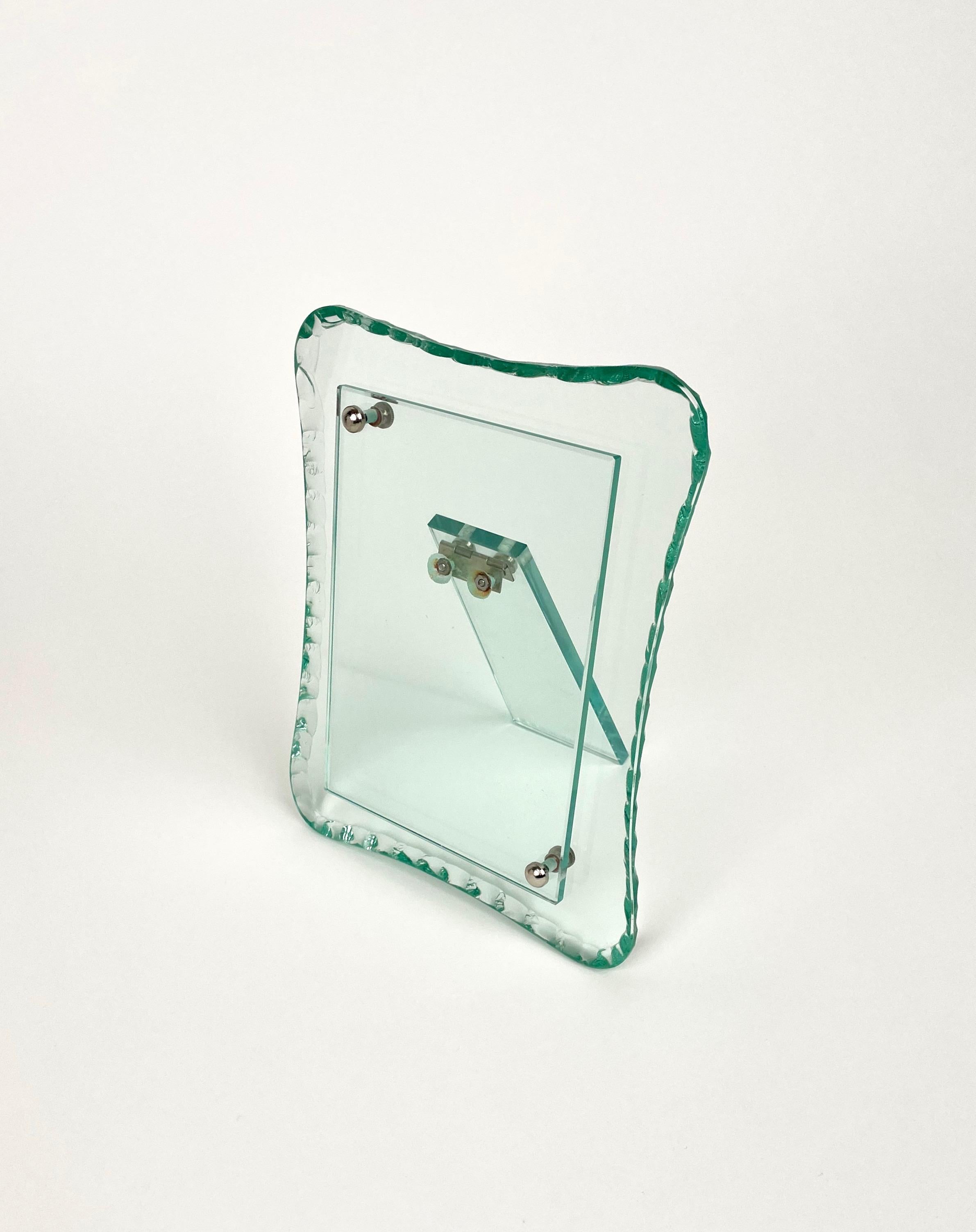 Green Glass Picture Frame Attributed to Fontana Arte, Italy 1960s 3