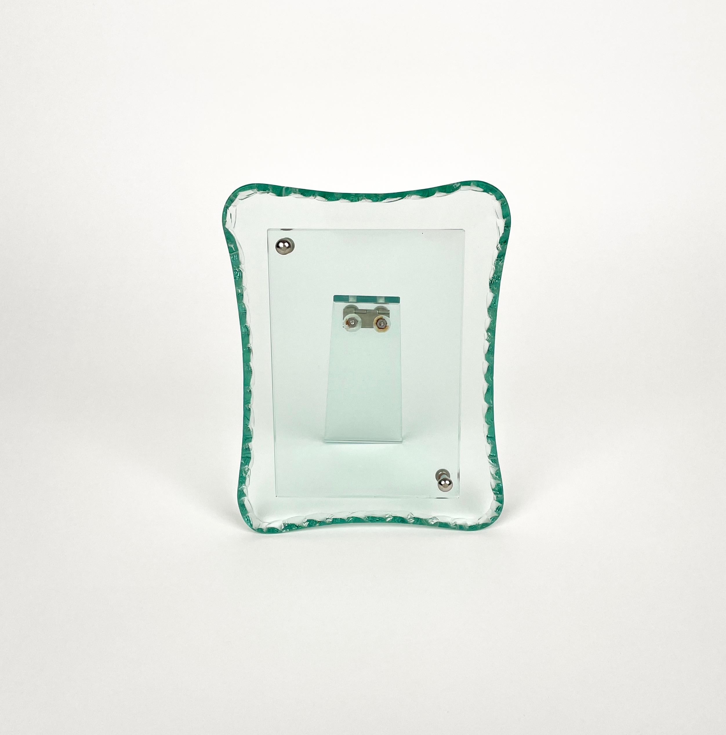Mid-Century Modern Green Glass Picture Frame Attributed to Fontana Arte, Italy 1960s