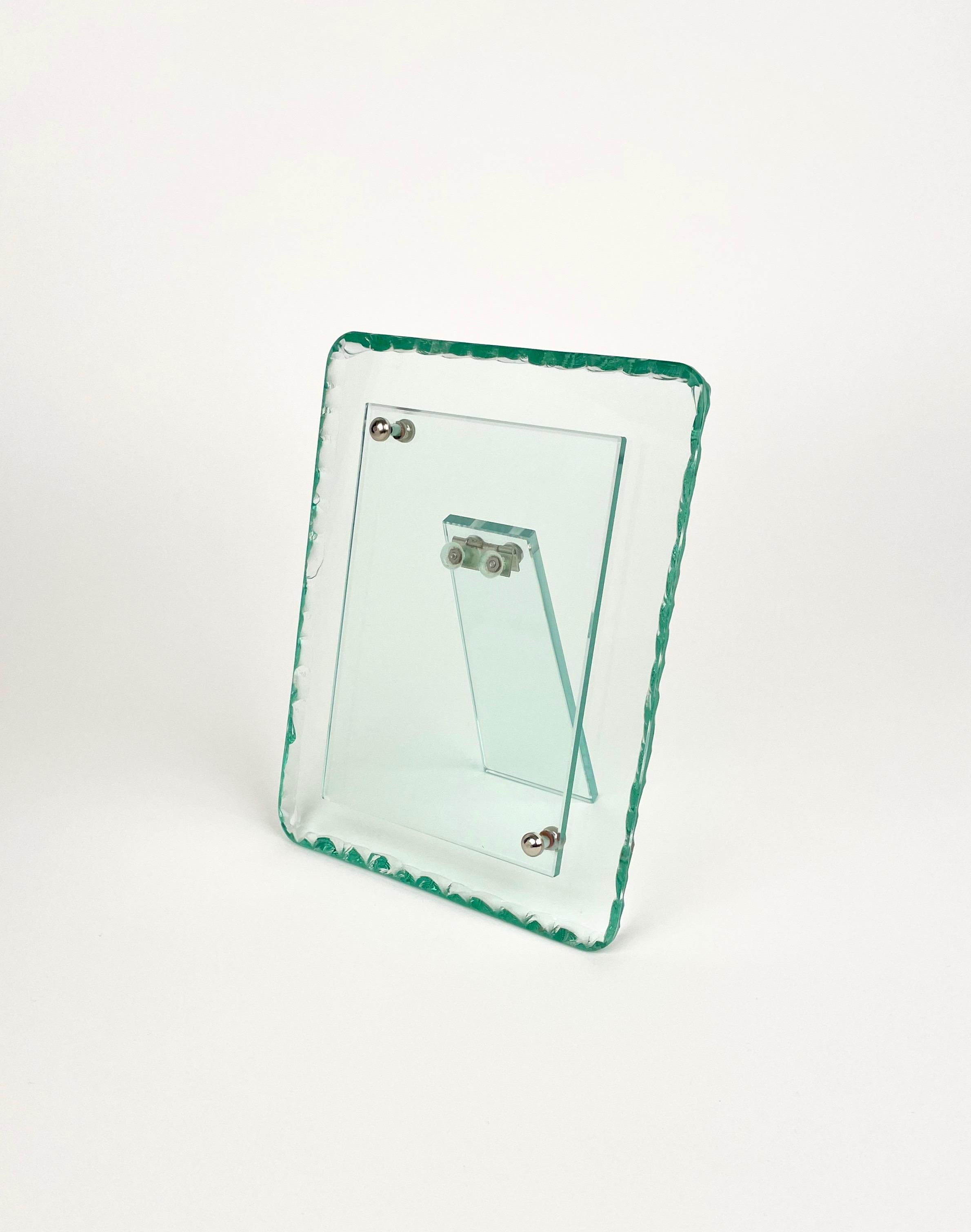 Italian Green Glass Picture Frame Attributed to Fontana Arte, Italy 1960s