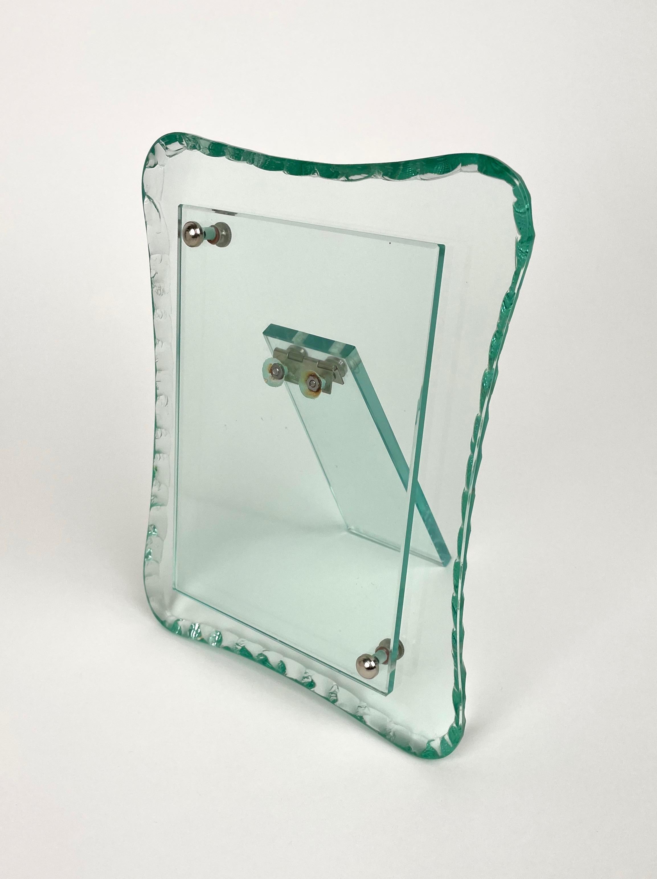 Green Glass Picture Frame Attributed to Fontana Arte, Italy 1960s In Good Condition In Rome, IT