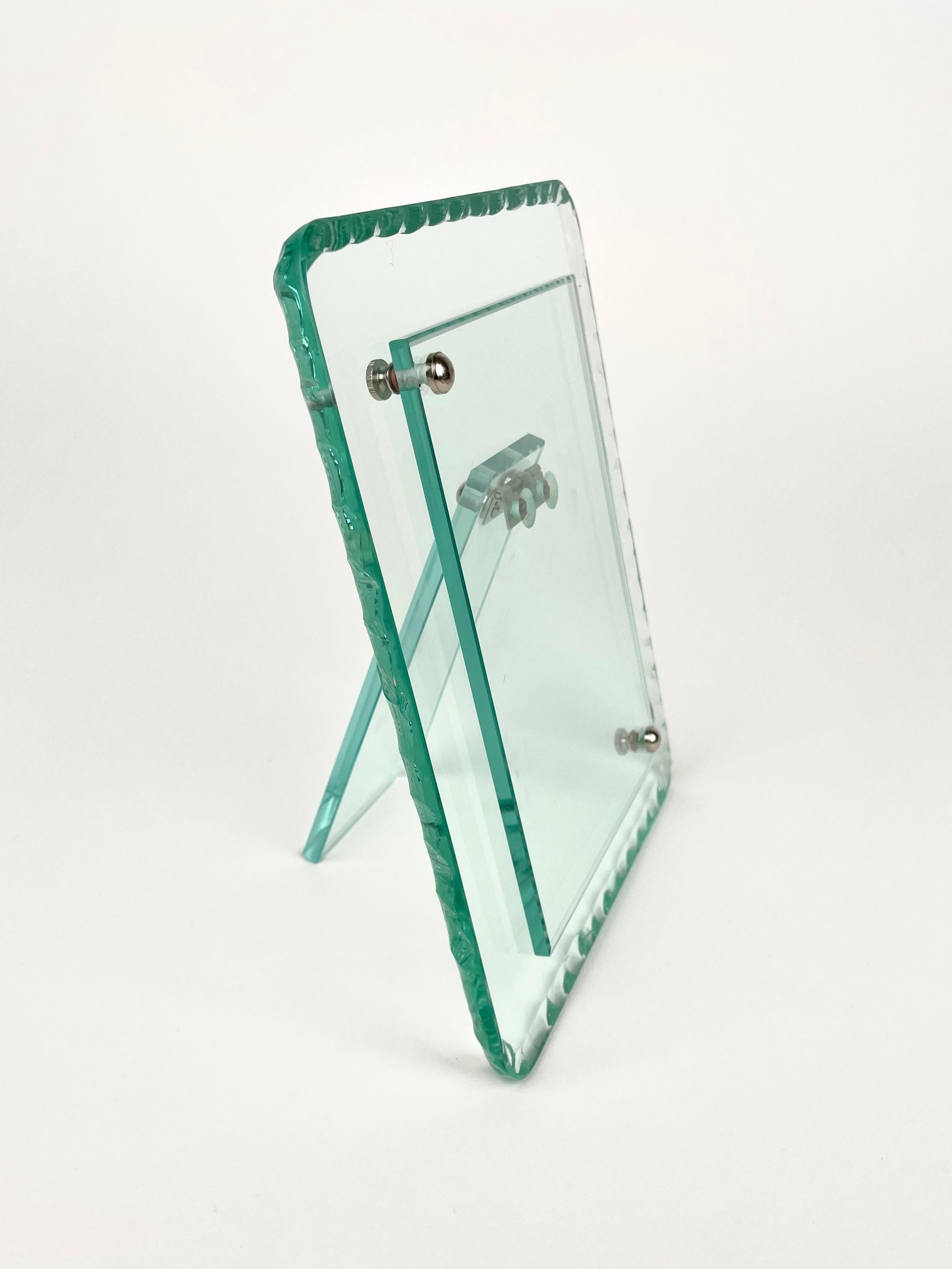 Mid-20th Century Green Glass Picture Frame Attributed to Fontana Arte, Italy 1960s