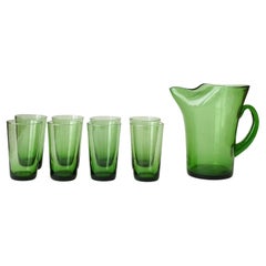 Pichet et huit verres de Vetri Taddei di Empoli, Italie, années 1940