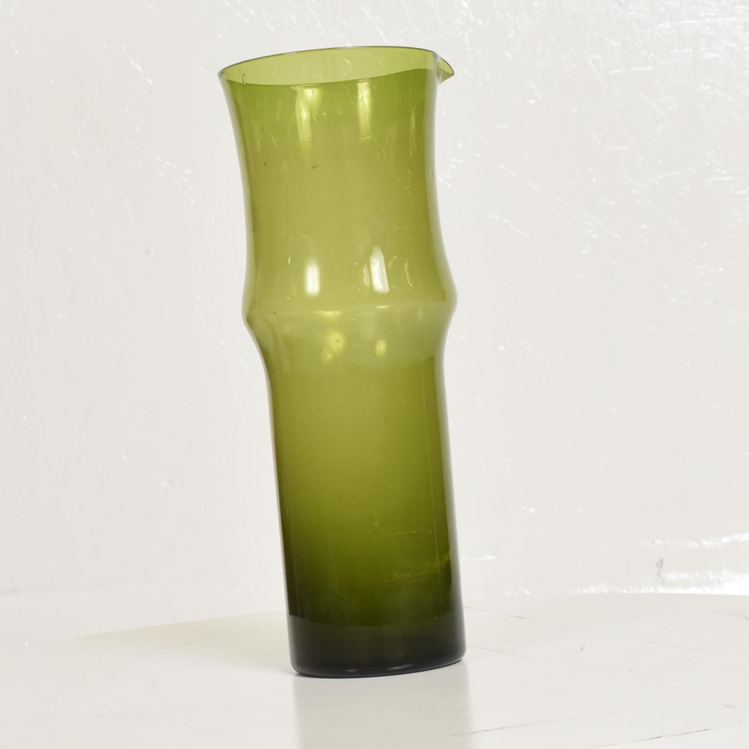 Scandinavian Modern Green Glass Pitcher Vase by Tapio Wirkkala for Iittala Midcentury Danish Modern