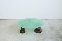 Green Glass Powder & Walnut Coffee Table by Alexander Knysch