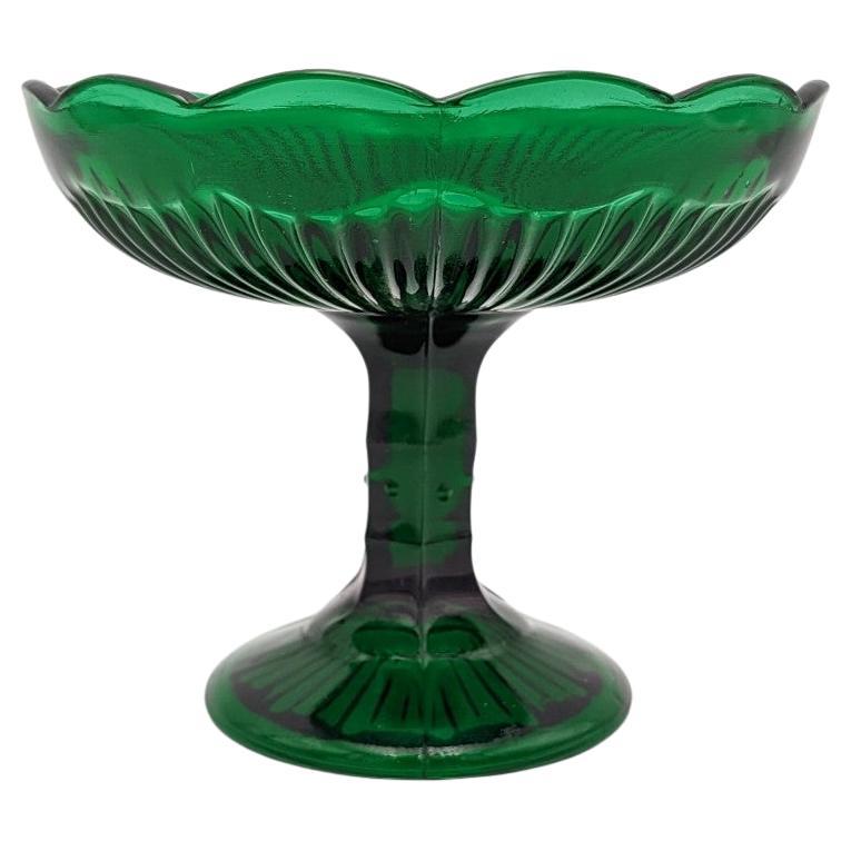 Green glass sugar bowl, Poland, 1960s. For Sale