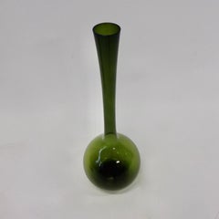 Green Glass Swedish Arthur Percy for Gullaskruf Bottle Vase