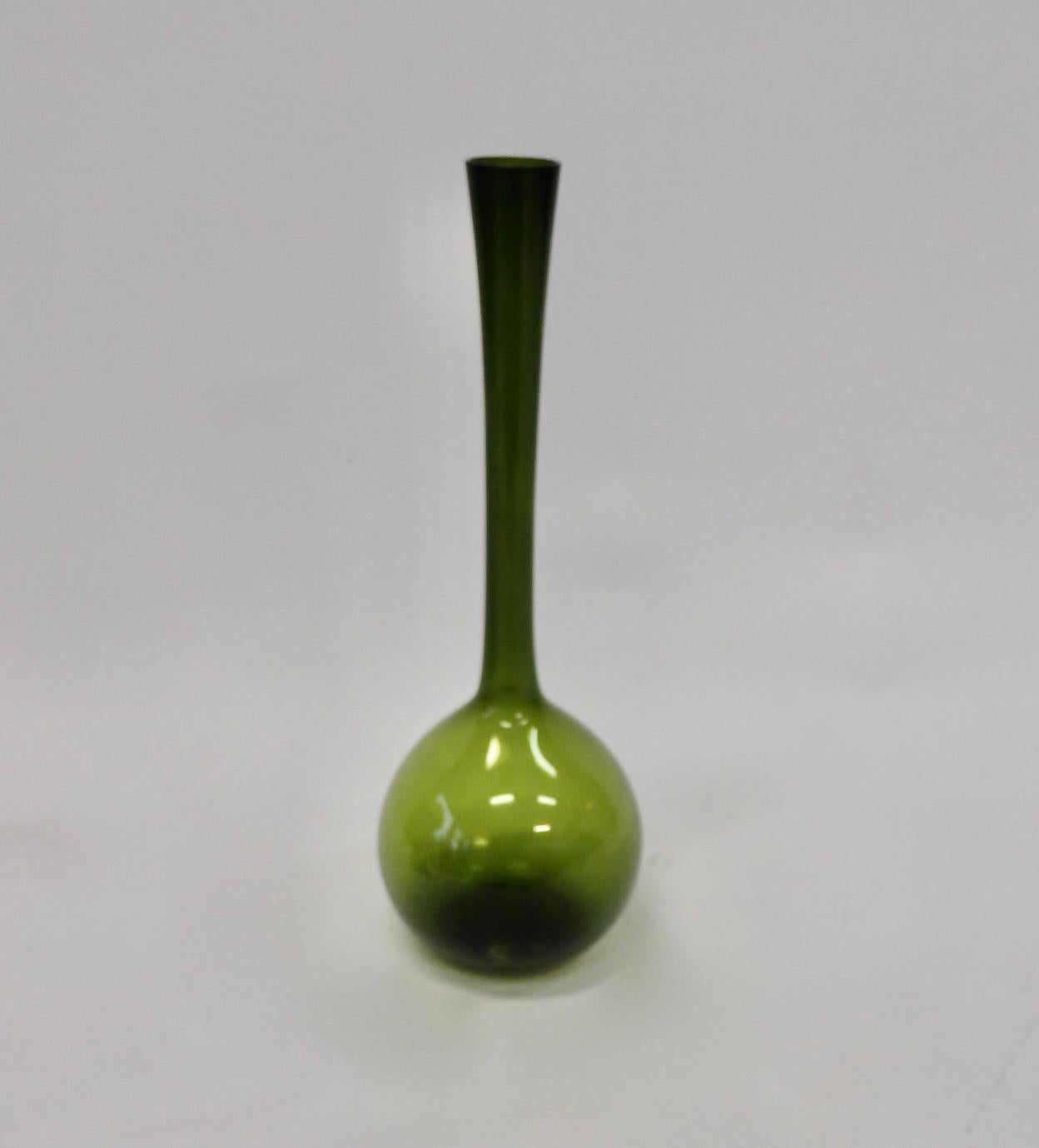 20th Century Green Glass Swedish Arthur Percy for Gullaskruf Bottle Vase