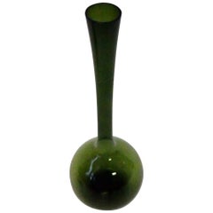 Green Glass Swedish Arthur Percy for Gullaskruf Bottle Vase