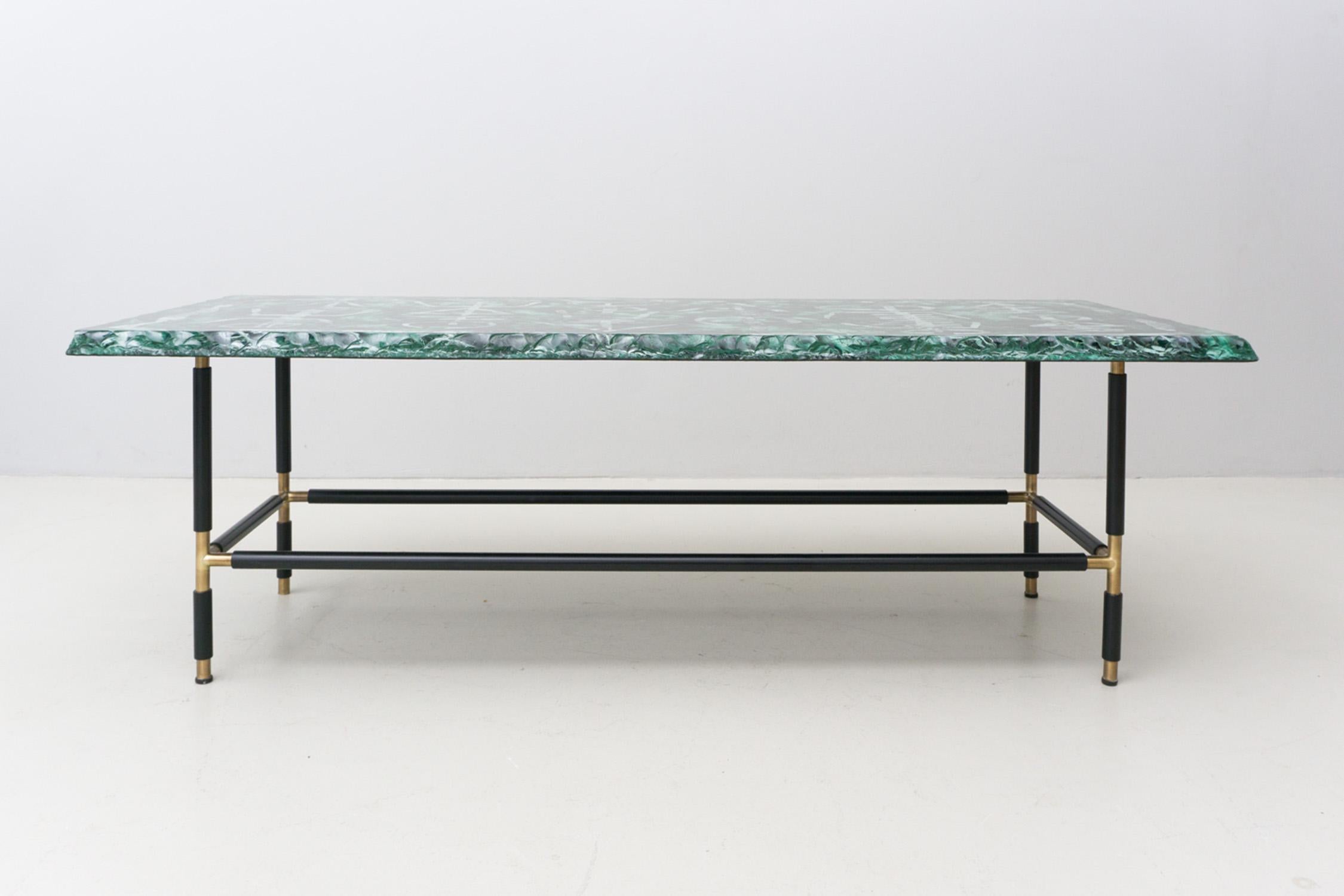 Rare and sophisticated low table by mid century painter Duilio 