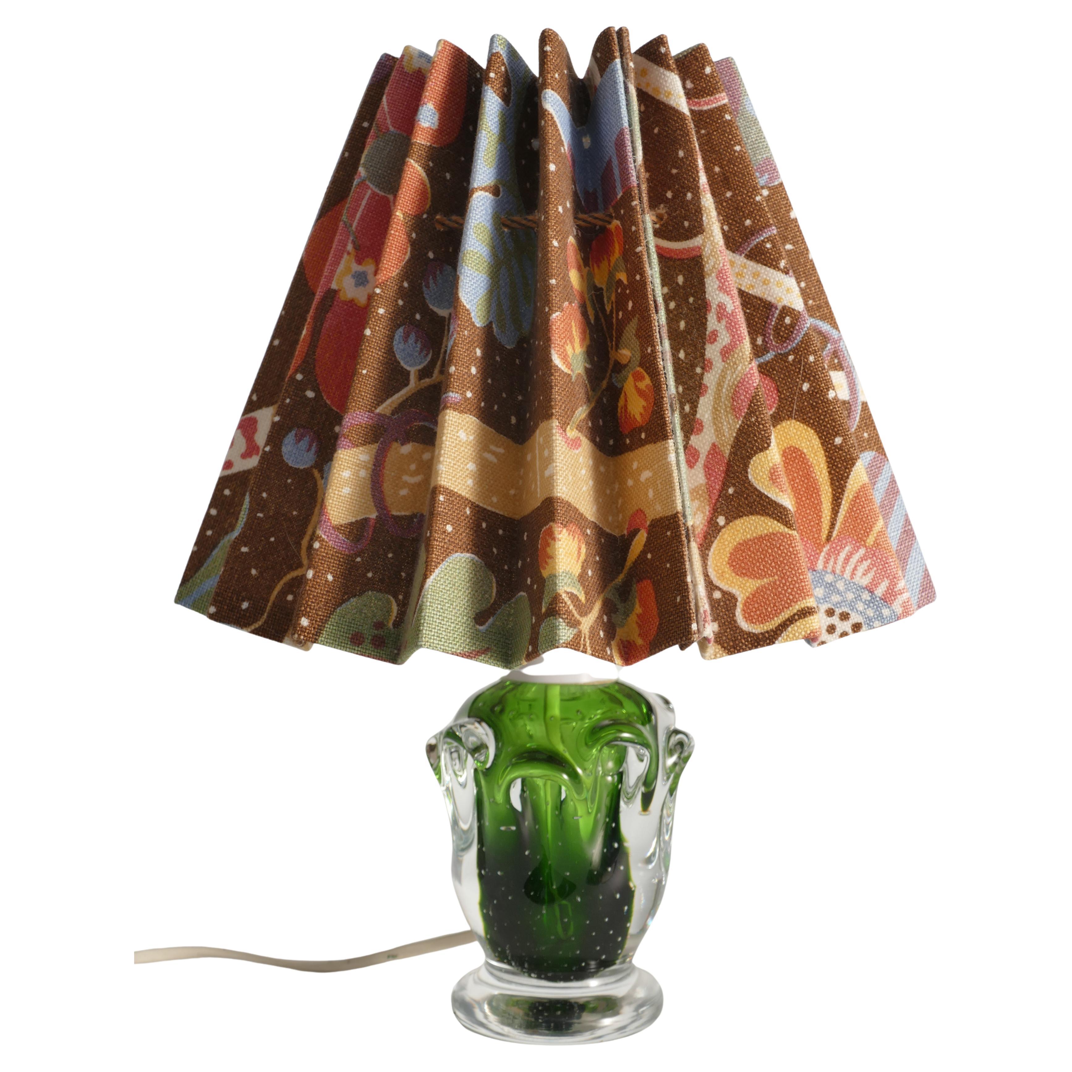 Lampada da tavolo in vetro verde Börne Augustsson, Åseda, anni '50