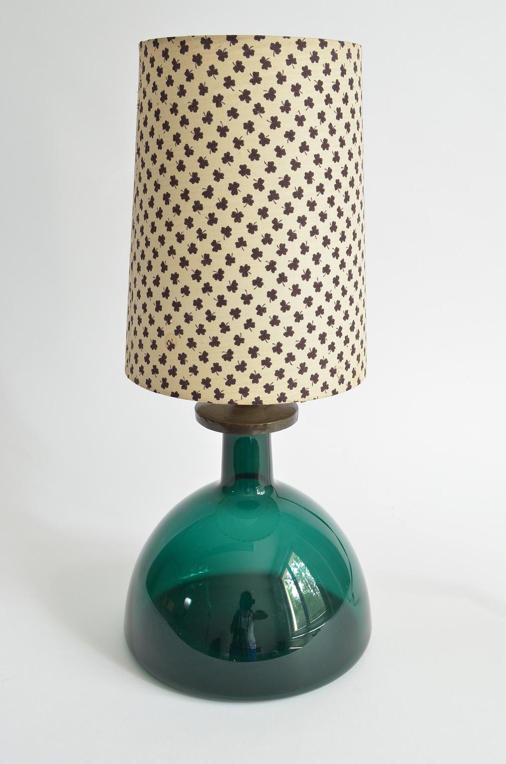 Mid-Century Modern Green Glass Table Lamp by Per Lutken for Holmegaard, 1970s For Sale