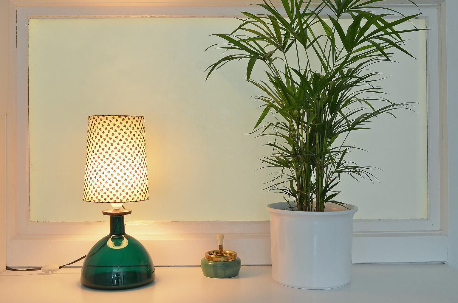 Late 20th Century Green Glass Table Lamp by Per Lutken for Holmegaard, 1970s For Sale
