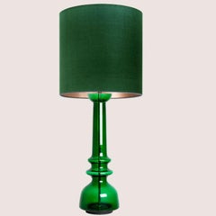 Green Glass Table Lamp With Handmade Shade by Doria Leuchten Germany