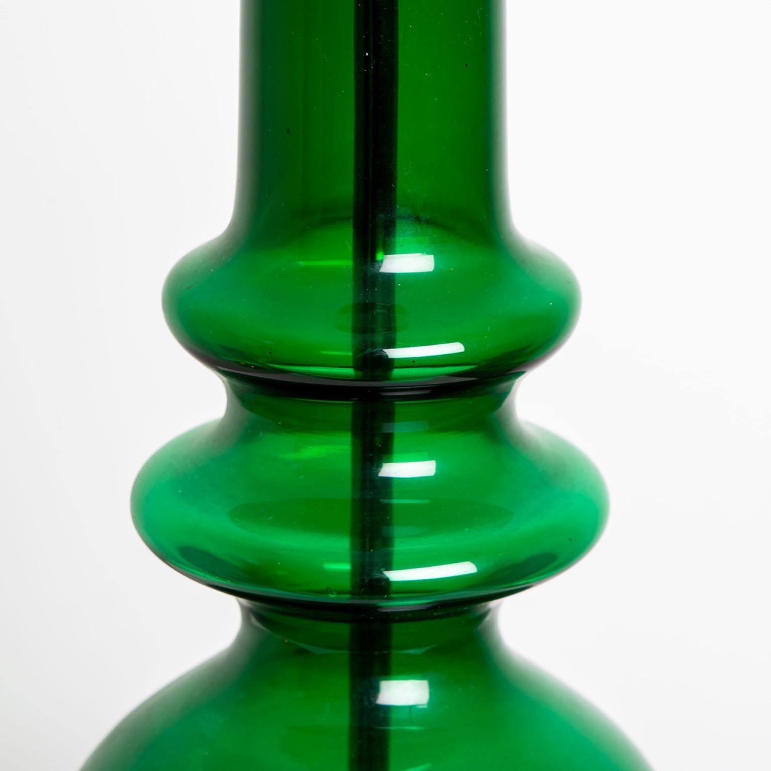 Green Glass Table Lamp With Handmade Shade by Doria Leuchten Germany For Sale 2