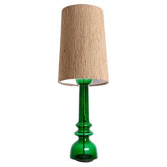 Green Glass Table Lamp With Handmade Shade by Doria Leuchten Germany