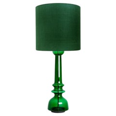 Green Glass Table Lamp With Handmade Shade by Doria Leuchten Germany
