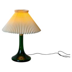 Green Glass Table Lamp with Le Klint Shade Danish Mid-Century Modern 1960s