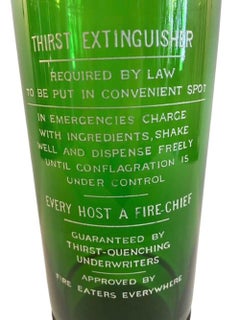 Green Glass "Thirst Extinguisher" Cocktail Shaker with Chrome Top and Ice Dam