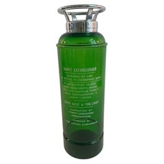 Green Glass "Thirst Extinguisher" Cocktail Shaker with Chrome Top and Ice Dam