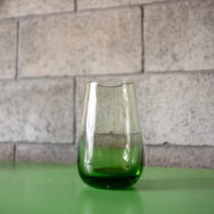 Green Glass Vase by Claude Morin, France, 1970s, simple design vase