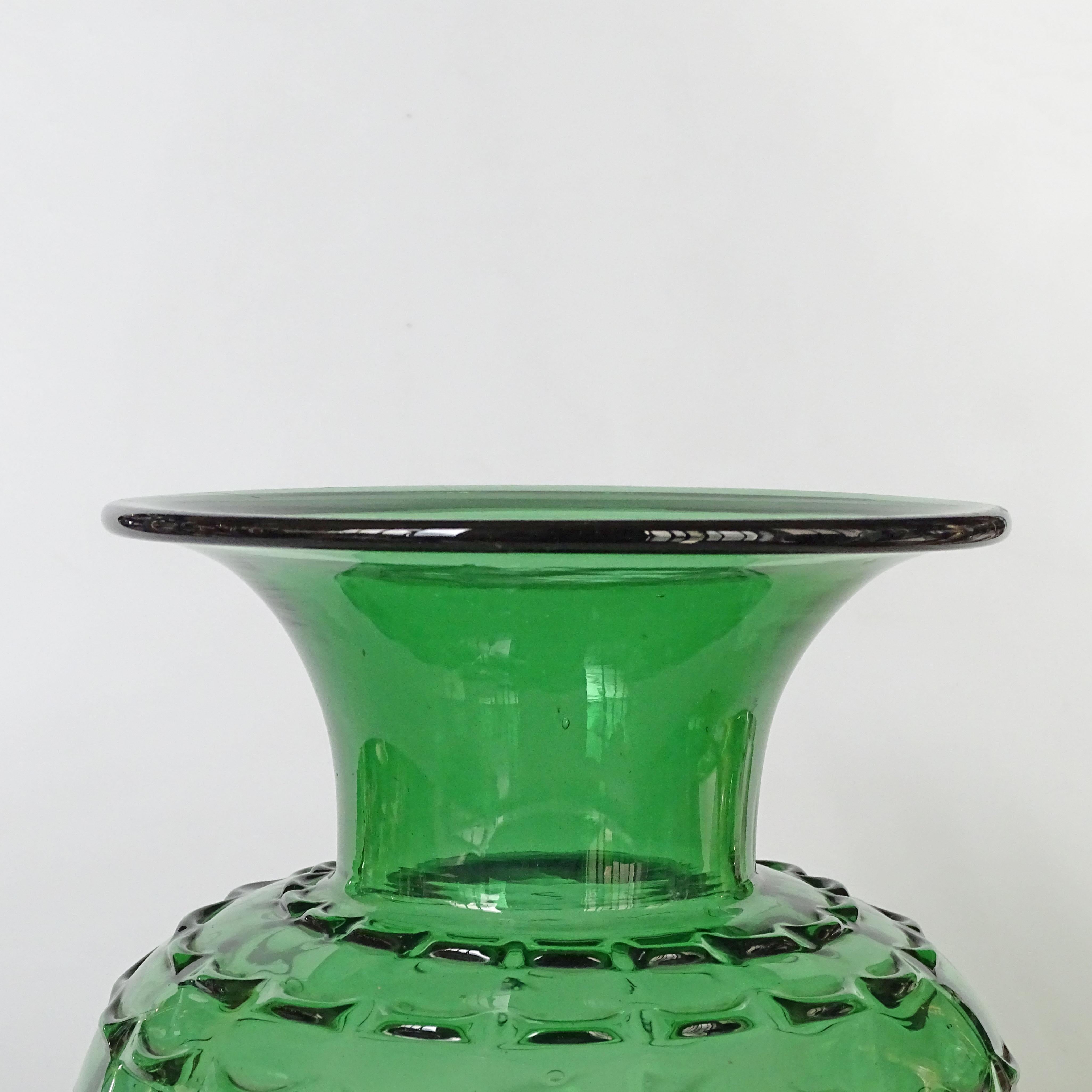 Mid-Century Modern Green glass vase by Vetri Taddei di Empoli, Italy 1940s For Sale