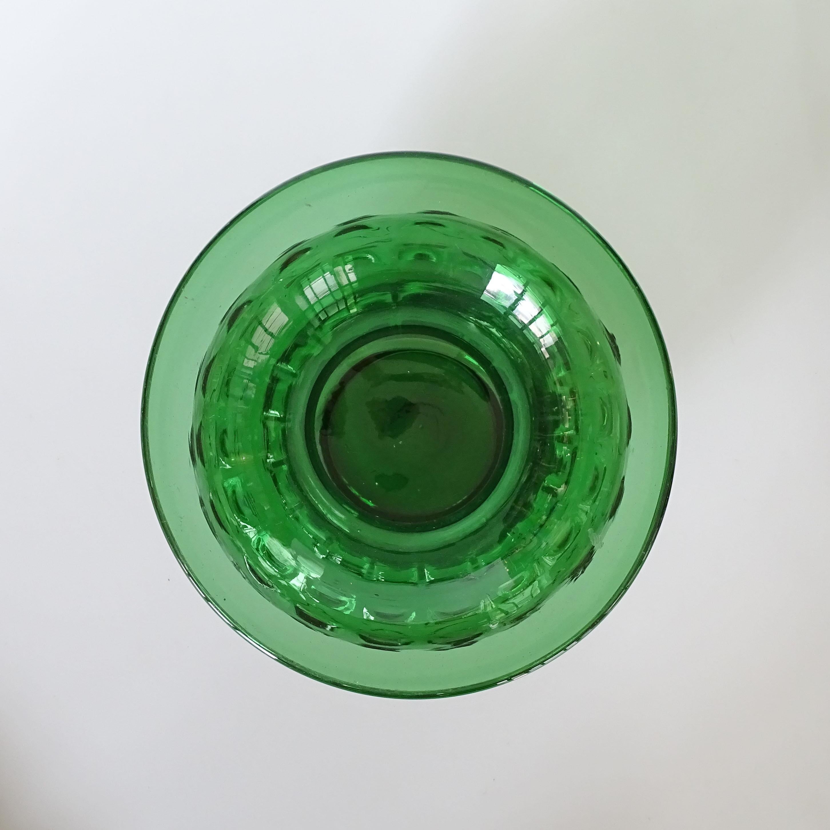 Italian Green glass vase by Vetri Taddei di Empoli, Italy 1940s For Sale