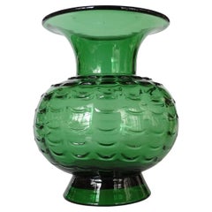 Jarrón de cristal verde de Vetri Taddei di Empoli, Italia Década de 1940