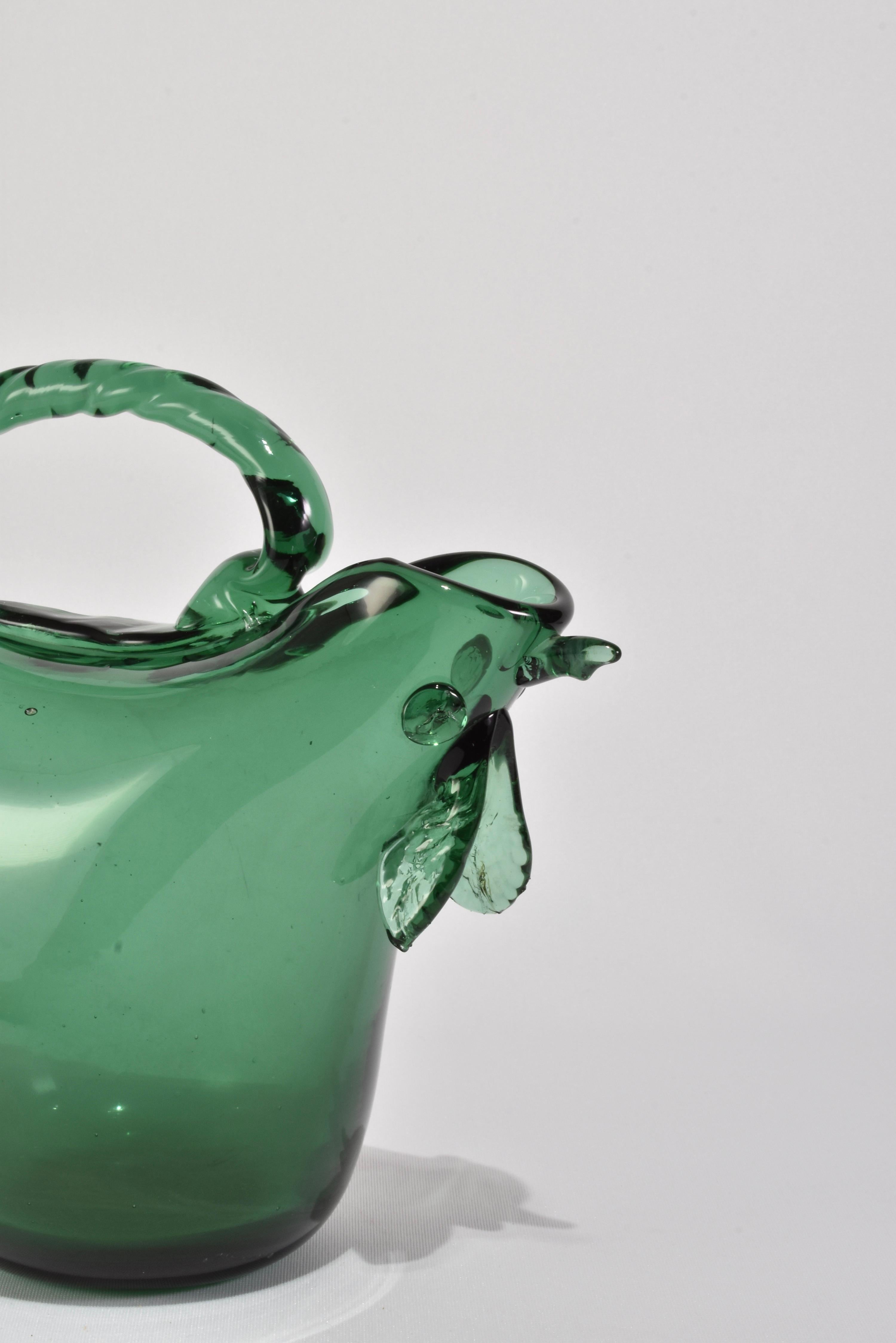 Hand-Crafted Green Glass Vase