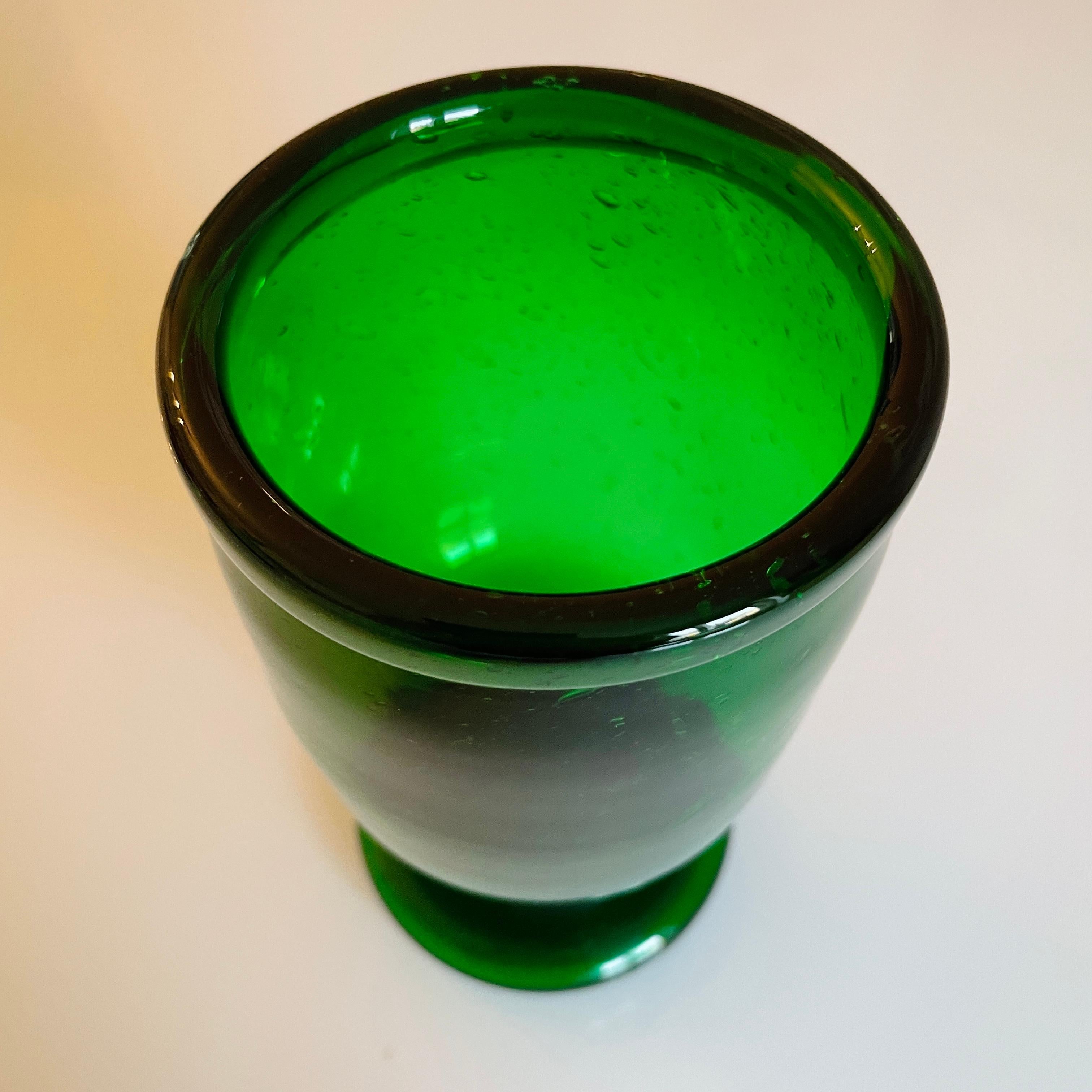 Scandinavian Modern Green Glass Vase 