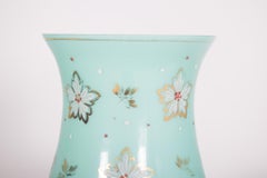 Green Glass Vase with Flowers
