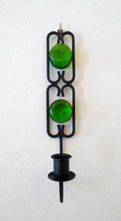 Green Glass Wall-Mounted Candlestick by Erik Höglund for Boda, Sweden, 1960s