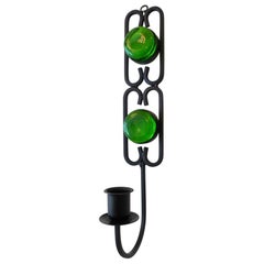 Green Glass Wall-Mounted Candlestick by Erik Höglund for Boda, Sweden, 1960s