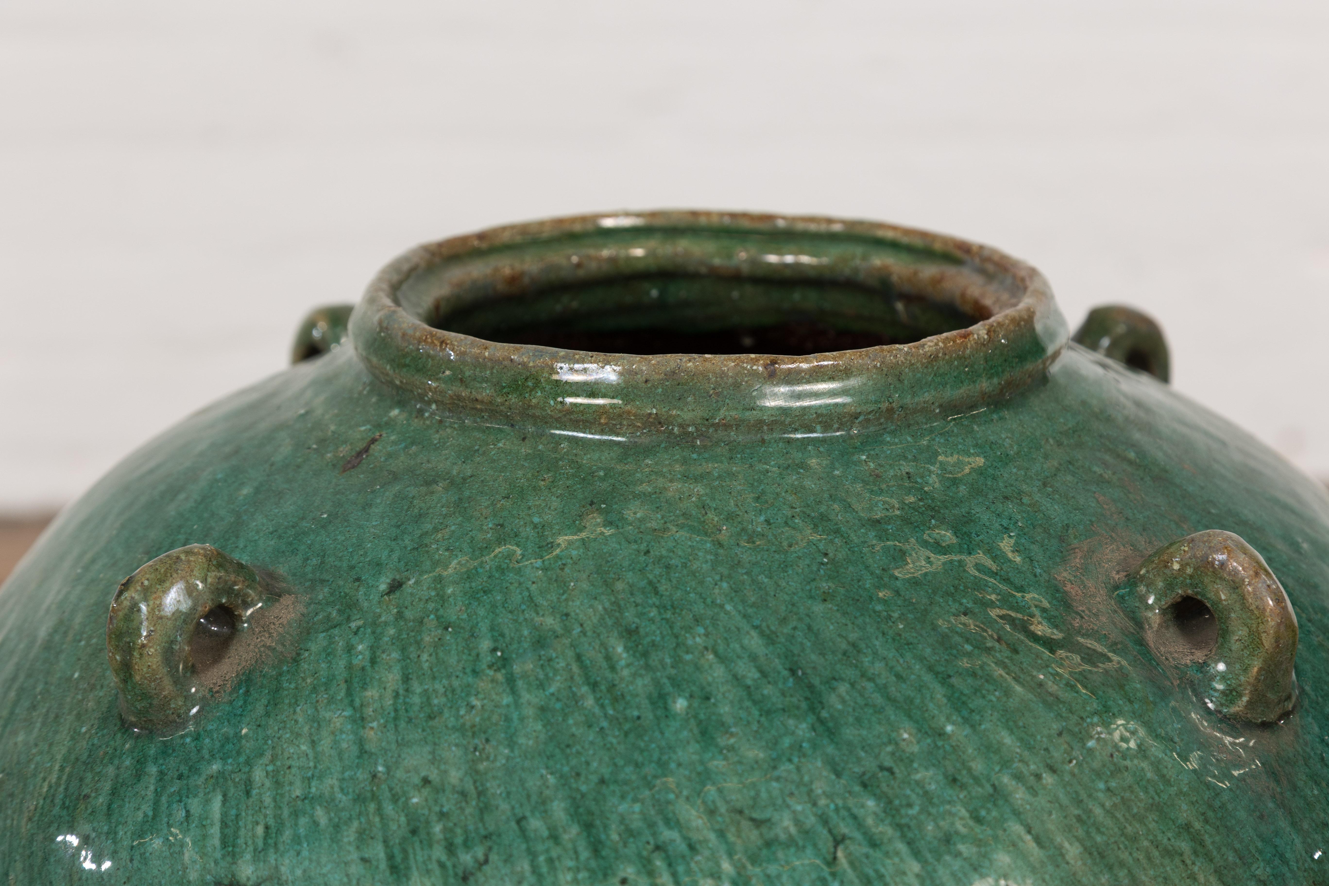 Green Glazed Antique Chinese Late Qing Dynasty Period Hunan Ceramic Jar For Sale 7