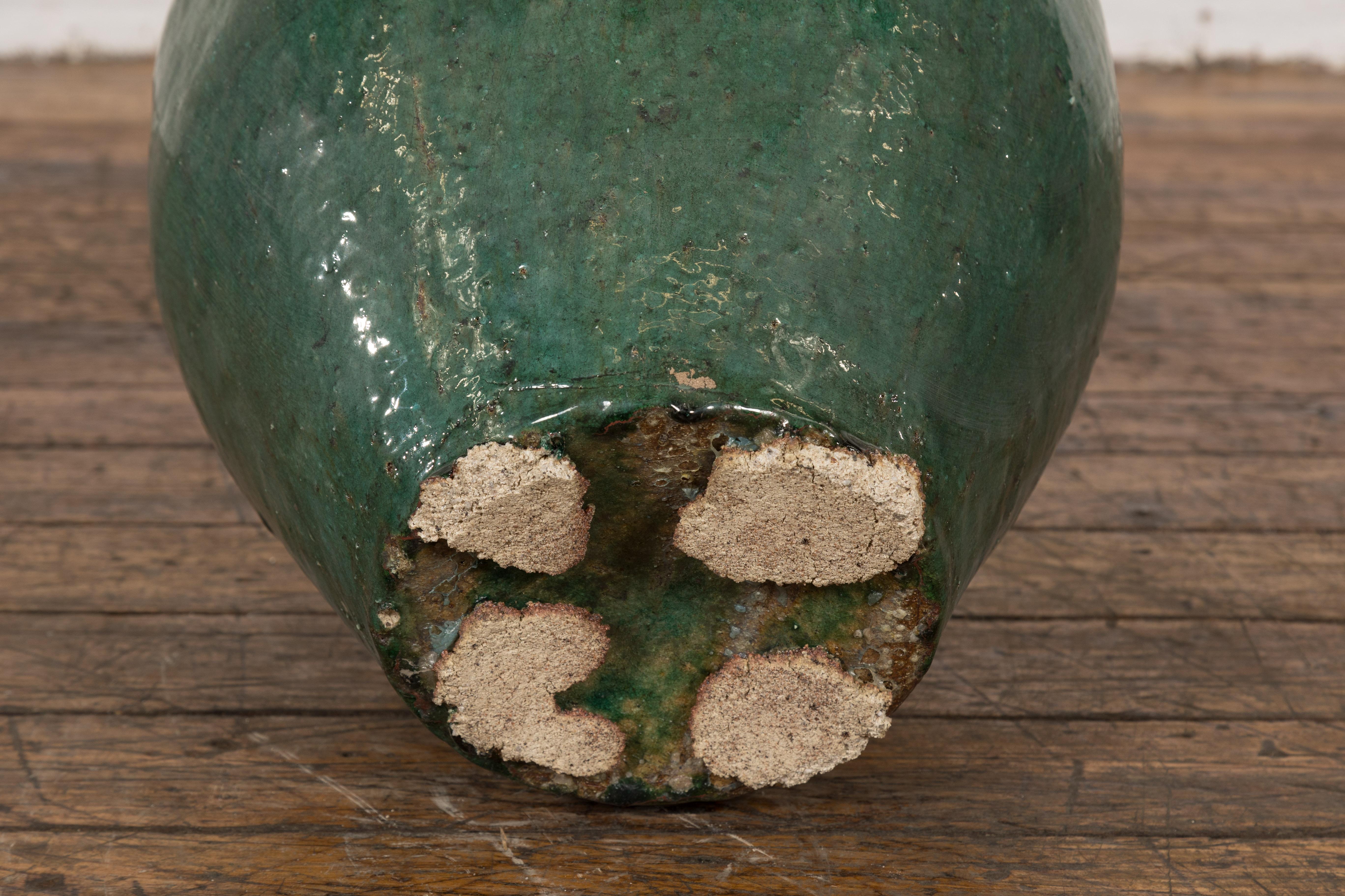 Ancienne jarre en céramique chinoise Hunan émaillée verte de la fin de la dynastie Qing en vente 9
