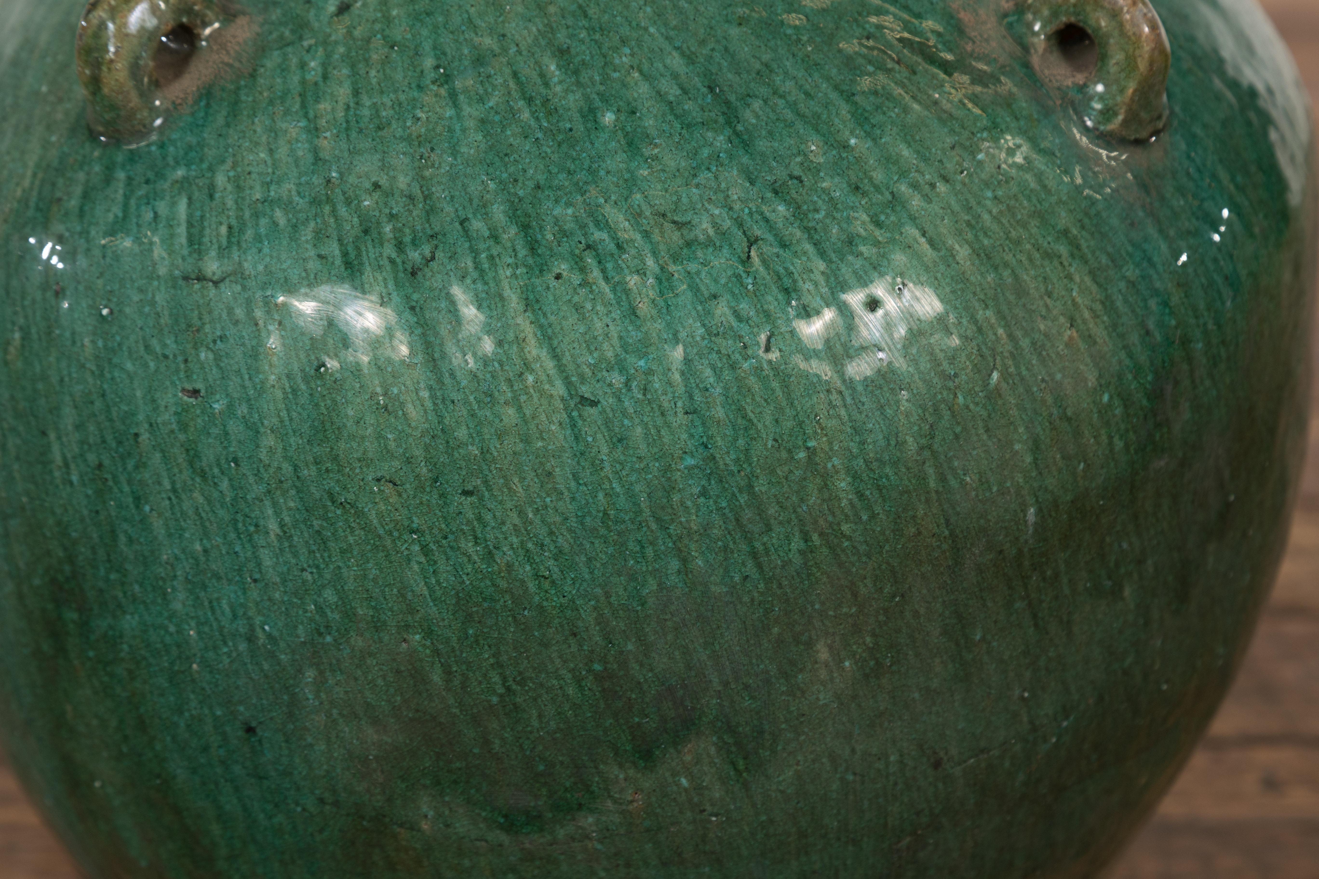 Grün glasiertes antikes chinesisches Hunan-Keramikgefäß aus der späten Qing-Dynastie im Angebot 2
