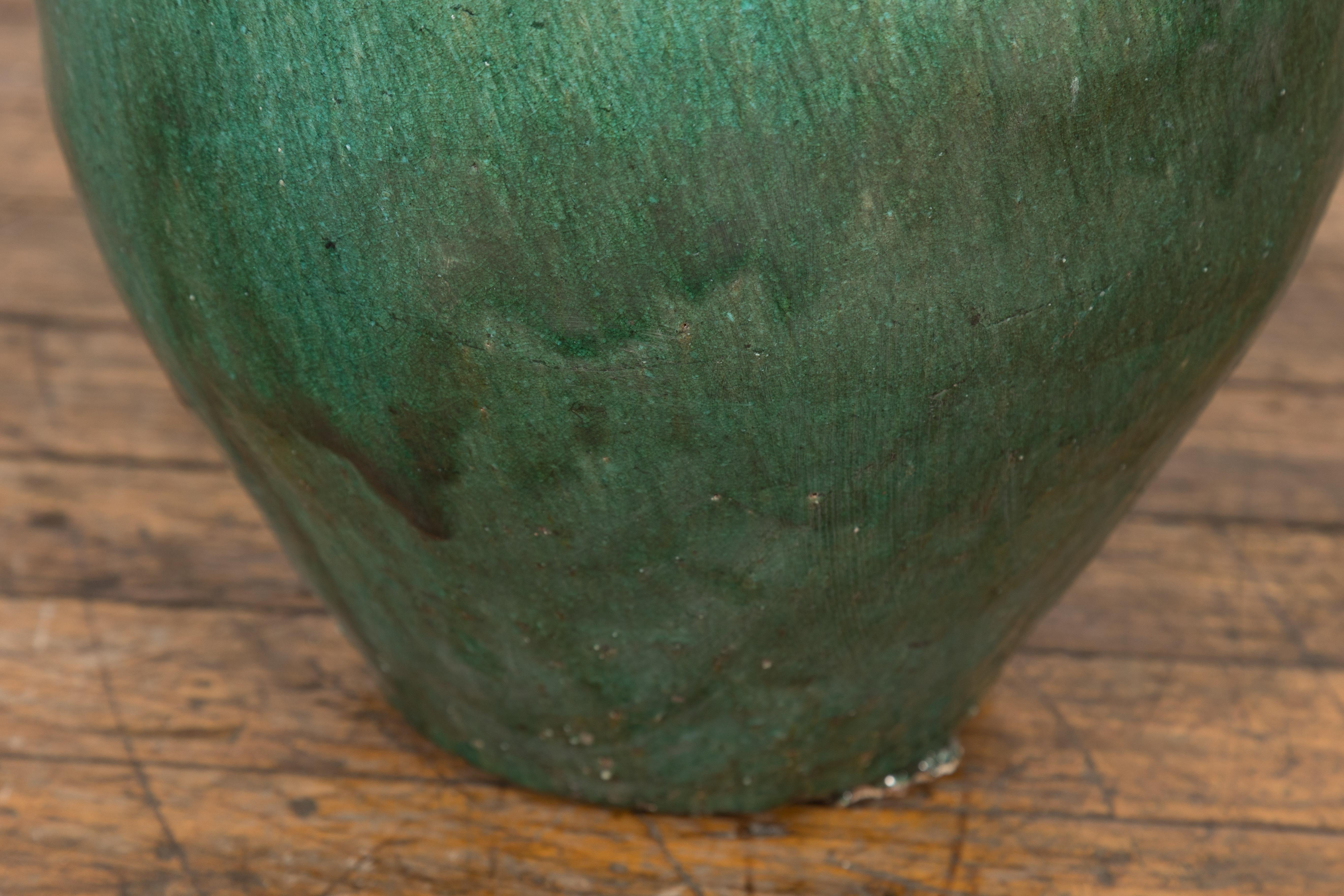 Grün glasiertes antikes chinesisches Hunan-Keramikgefäß aus der späten Qing-Dynastie im Angebot 3