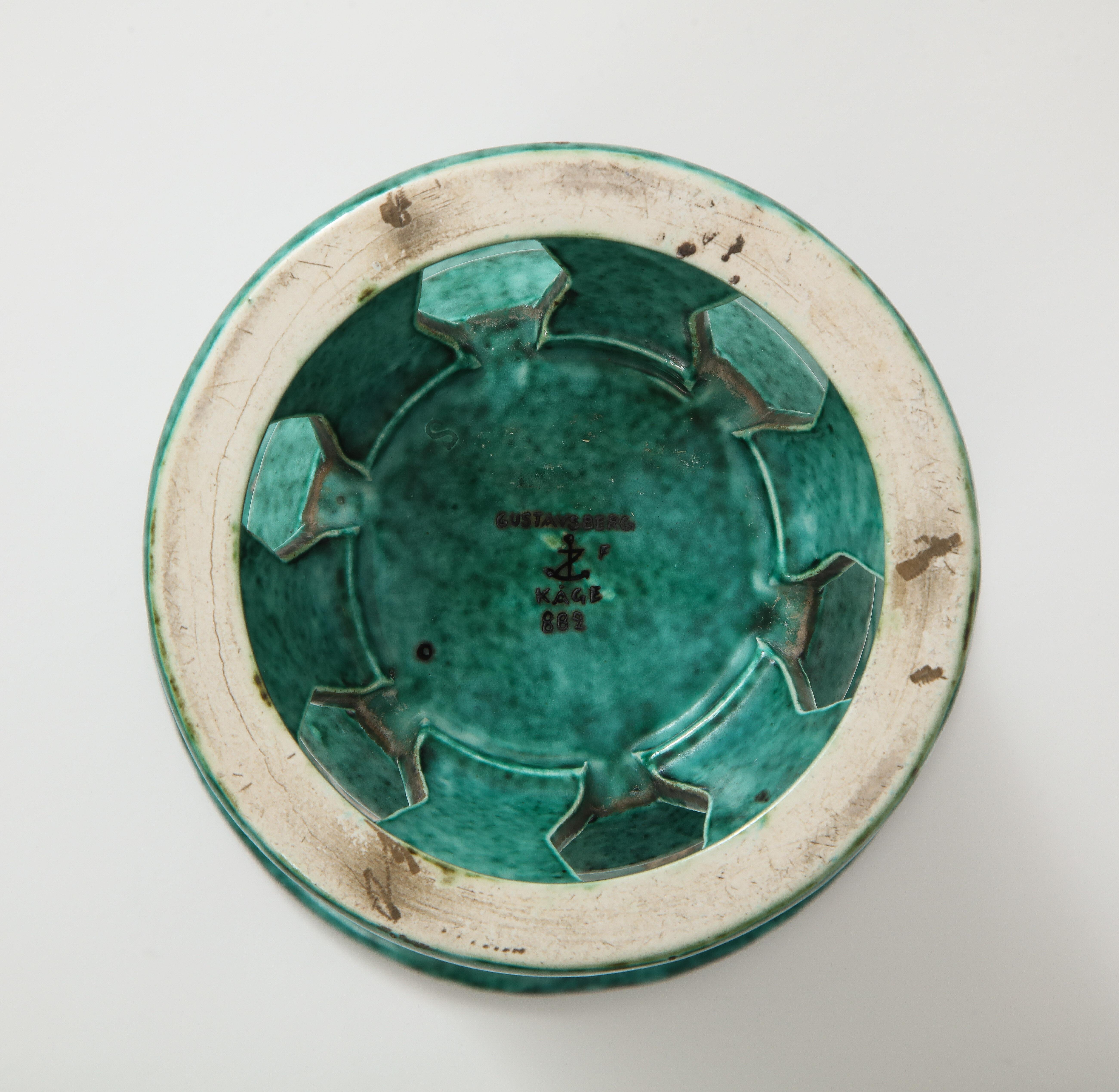 Green Glazed Ceramic and Silver 