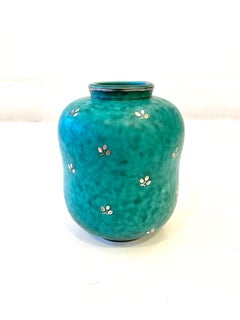 Green Glazed Ceramic "Argenta" Vase by Wilhelm Kage for Gustavsberg