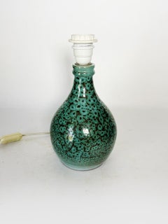 Green glazed ceramic lamp, France, 1960