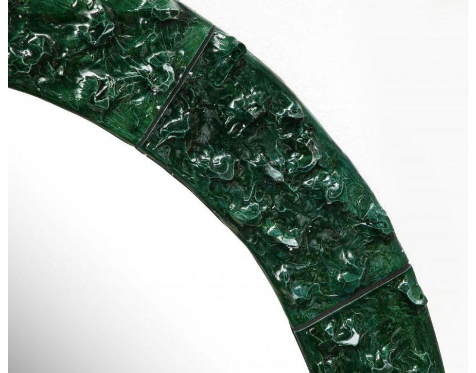 French Green Glazed Ceramic Mirror by Ana-Belen Castillo, 2021 For Sale