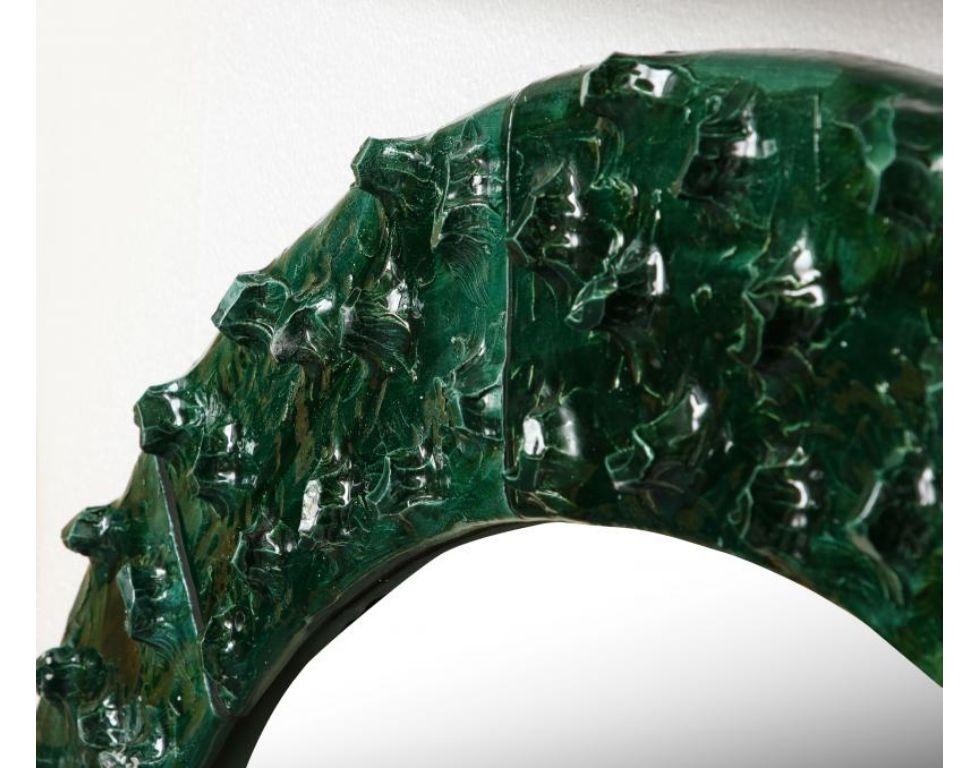 Contemporary Green Glazed Ceramic Mirror by Ana-Belen Castillo, 2021 For Sale