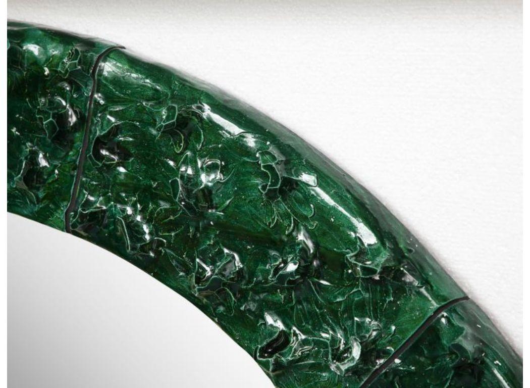 Green Glazed Ceramic Mirror by Ana-Belen Castillo, 2021 For Sale 1