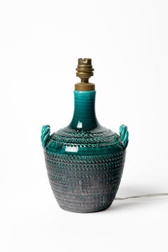 Green glazed ceramic table lamp by Accolay, circa 1960.