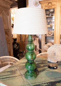 Green Glazed Ceramic Table Lamp
