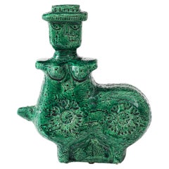 Scultura Teriantropo in ceramica smaltata verde di Aldo Londi per Bitossi, Italia, c.C.