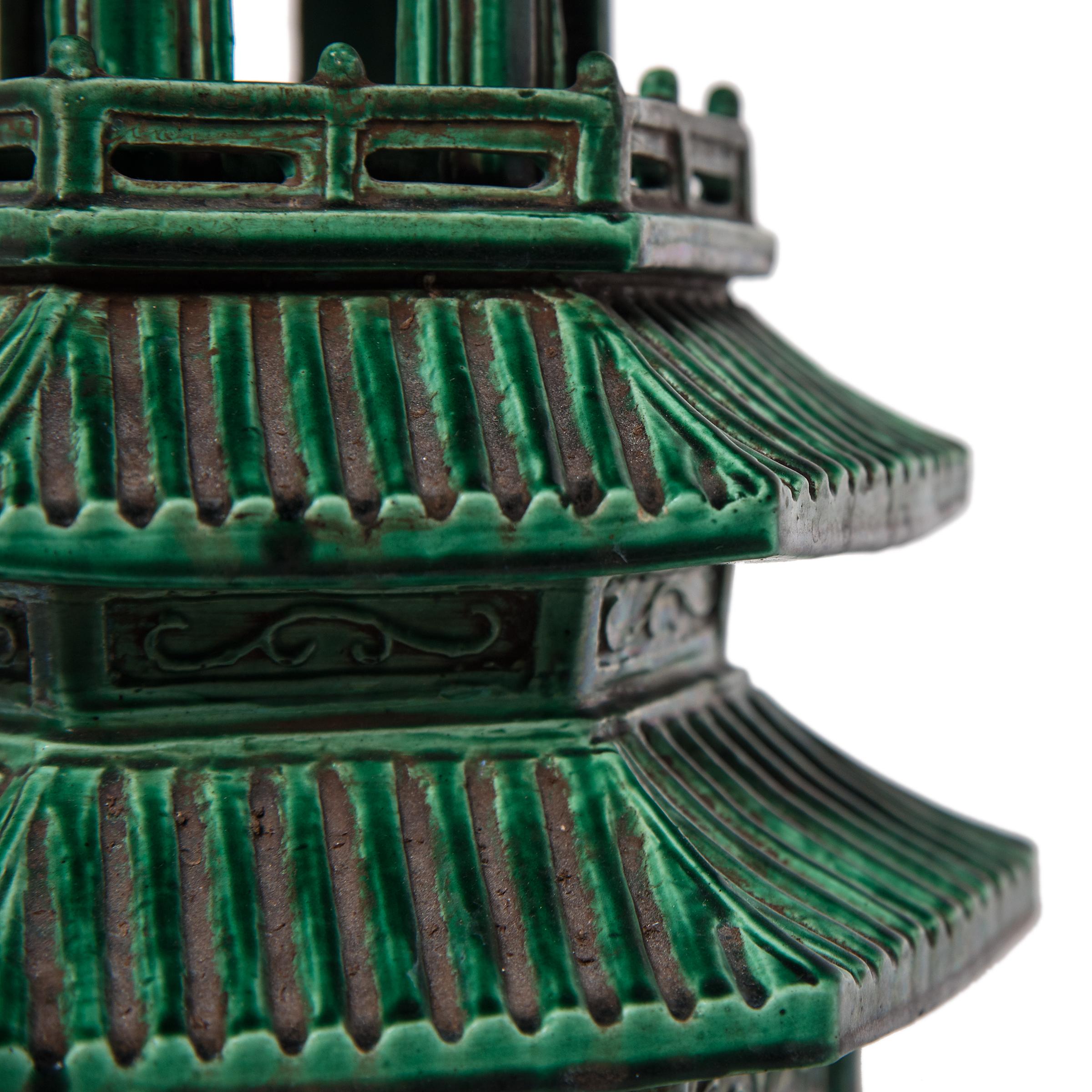 Green Glazed Chinese Pagoda Censer 1