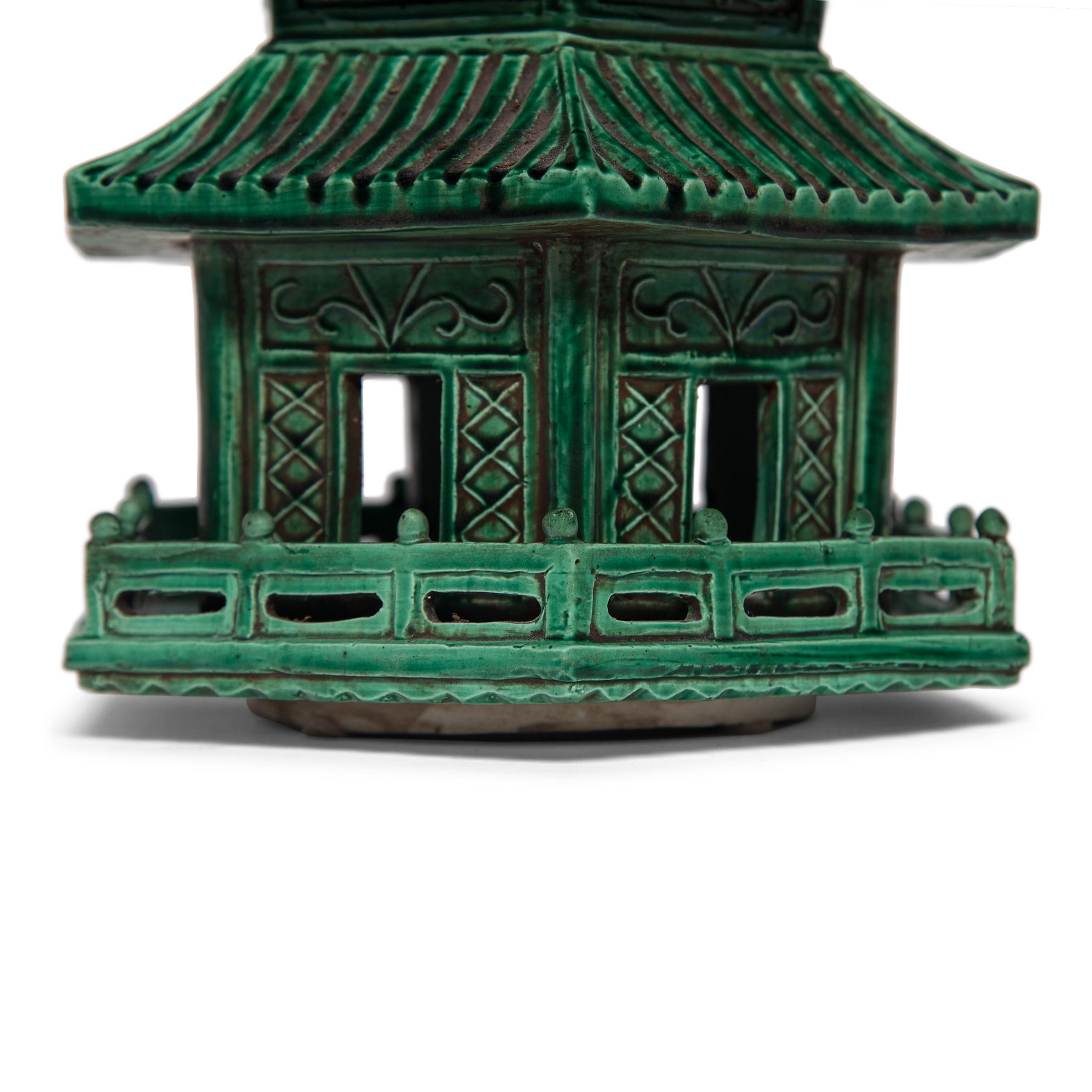 Green Glazed Chinese Pagoda Censer 2